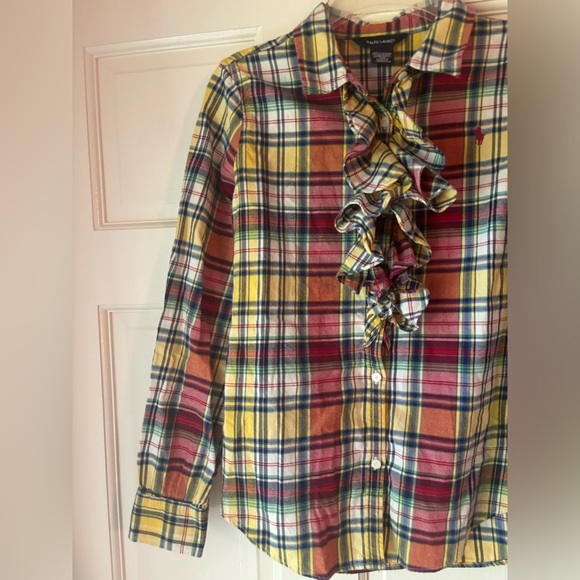 Unique Ralph Lauren Ruffled Plaid Button Down - Picture 2 of 5